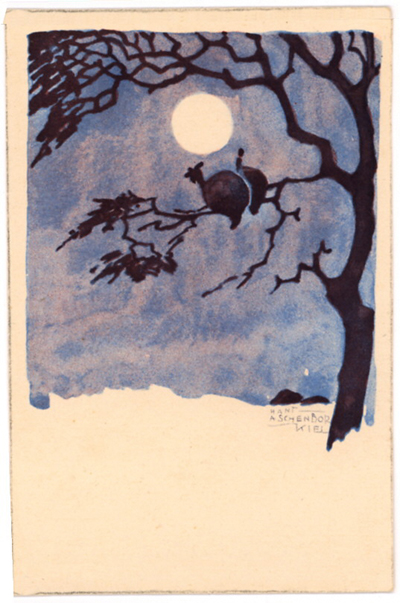 Bild Zwei Perlhühner bei Vollmond von Uli Aschenborn